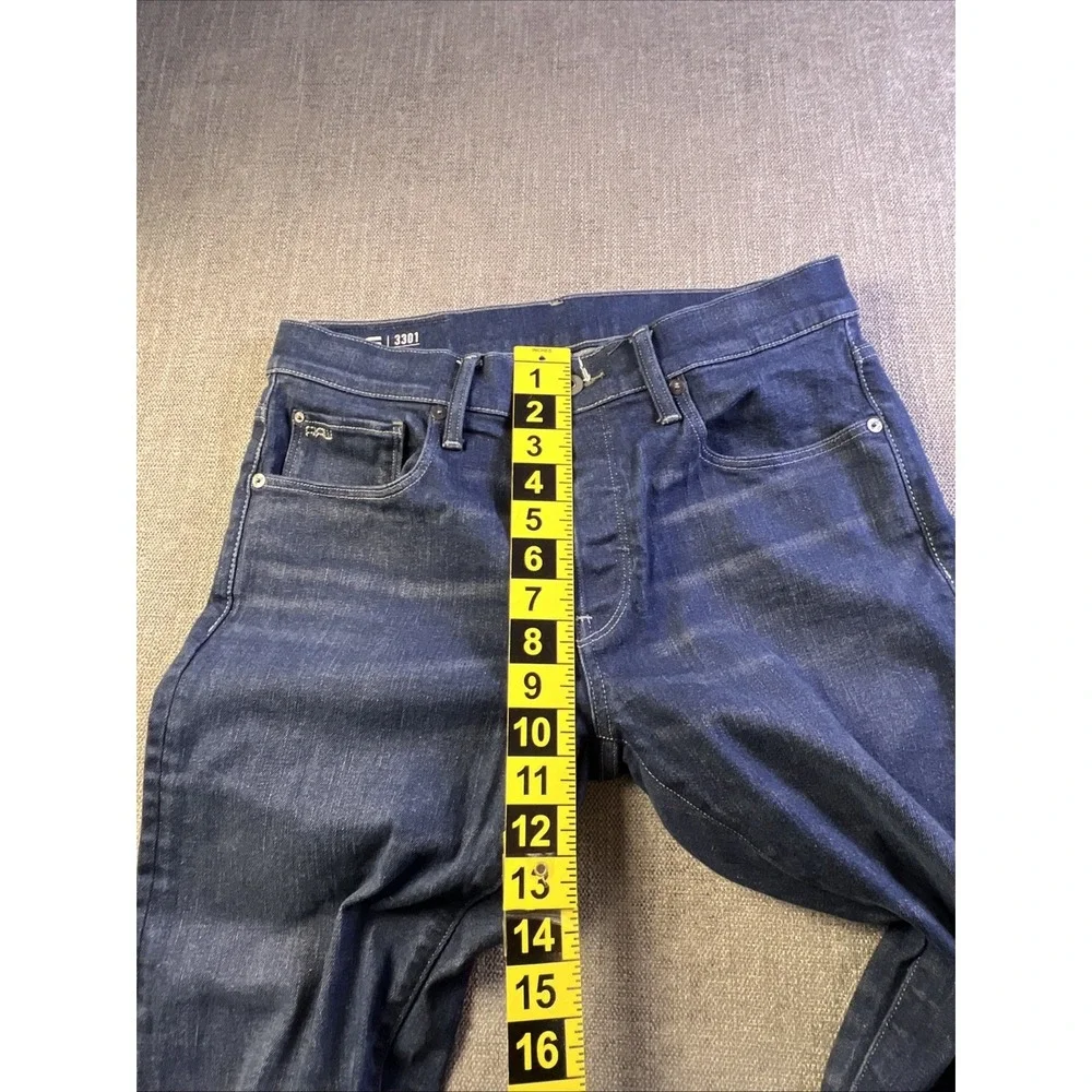 G-Star Raw 3301 Slim Fit Button Fly Dark Wash Denim Jeans Size Men's 32x29 Blue